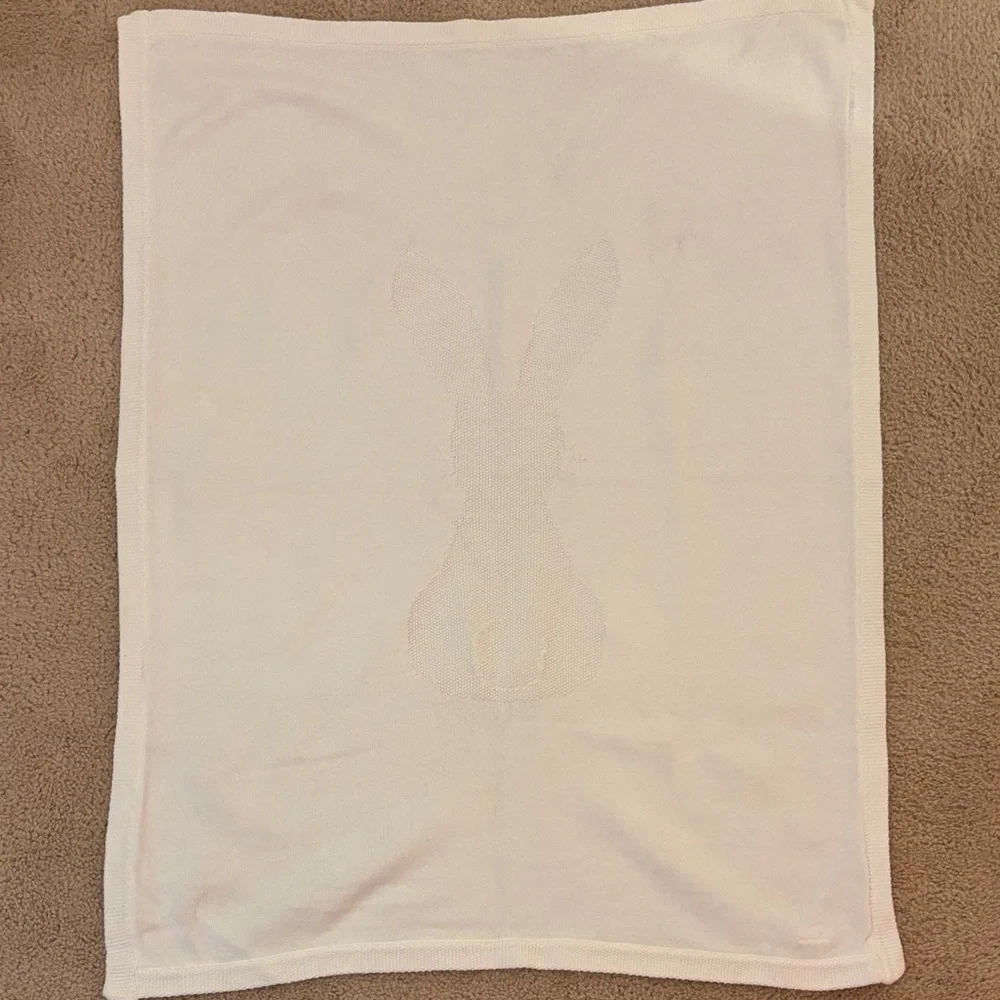Janie and Jack White Bunny Baby Blanket